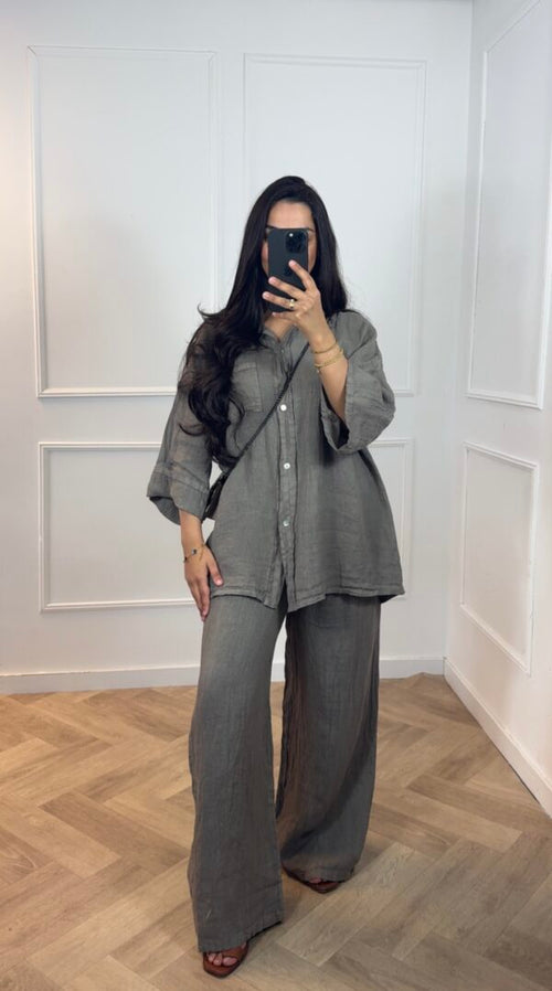 Nora Linnen set taupe