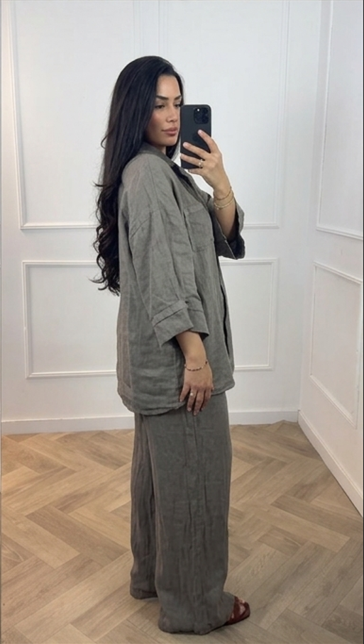 Nora Linnen set taupe
