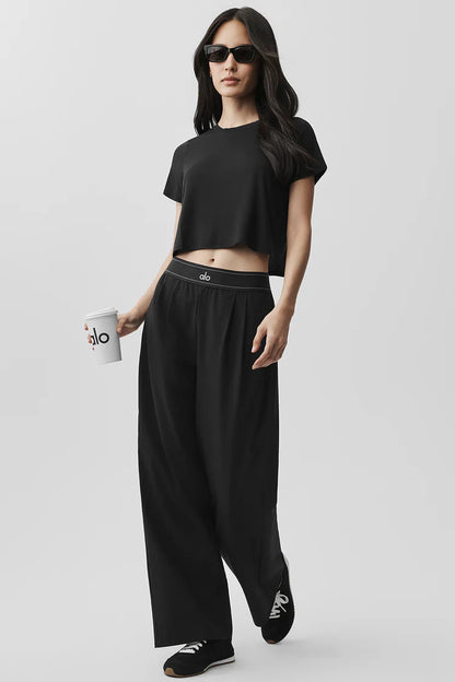 Alo Off-Duty Wide-Leg Pleated Trousers