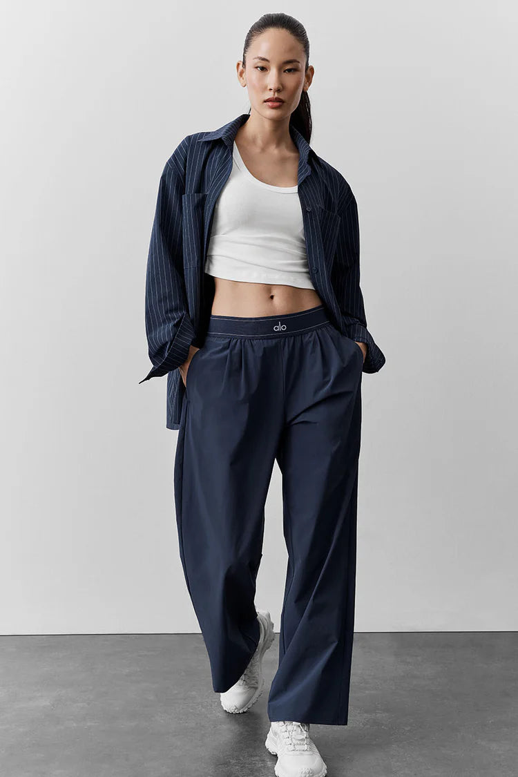 Alo Off-Duty Wide-Leg Pleated Trousers